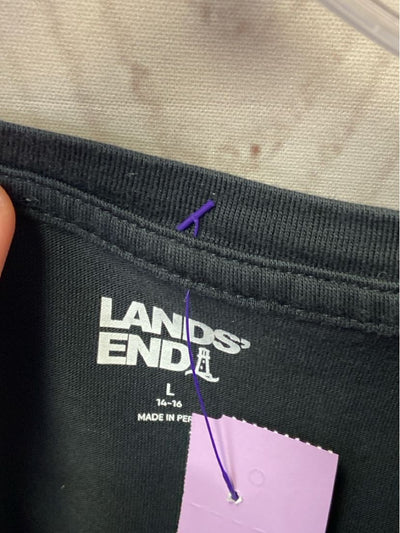 Lands End Women's Size L Black Short Sleeve Top