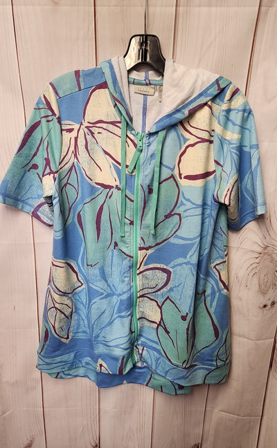 Logo Lounge Women's Size S Blue Full Zip  Hooded Short Sleeve Top