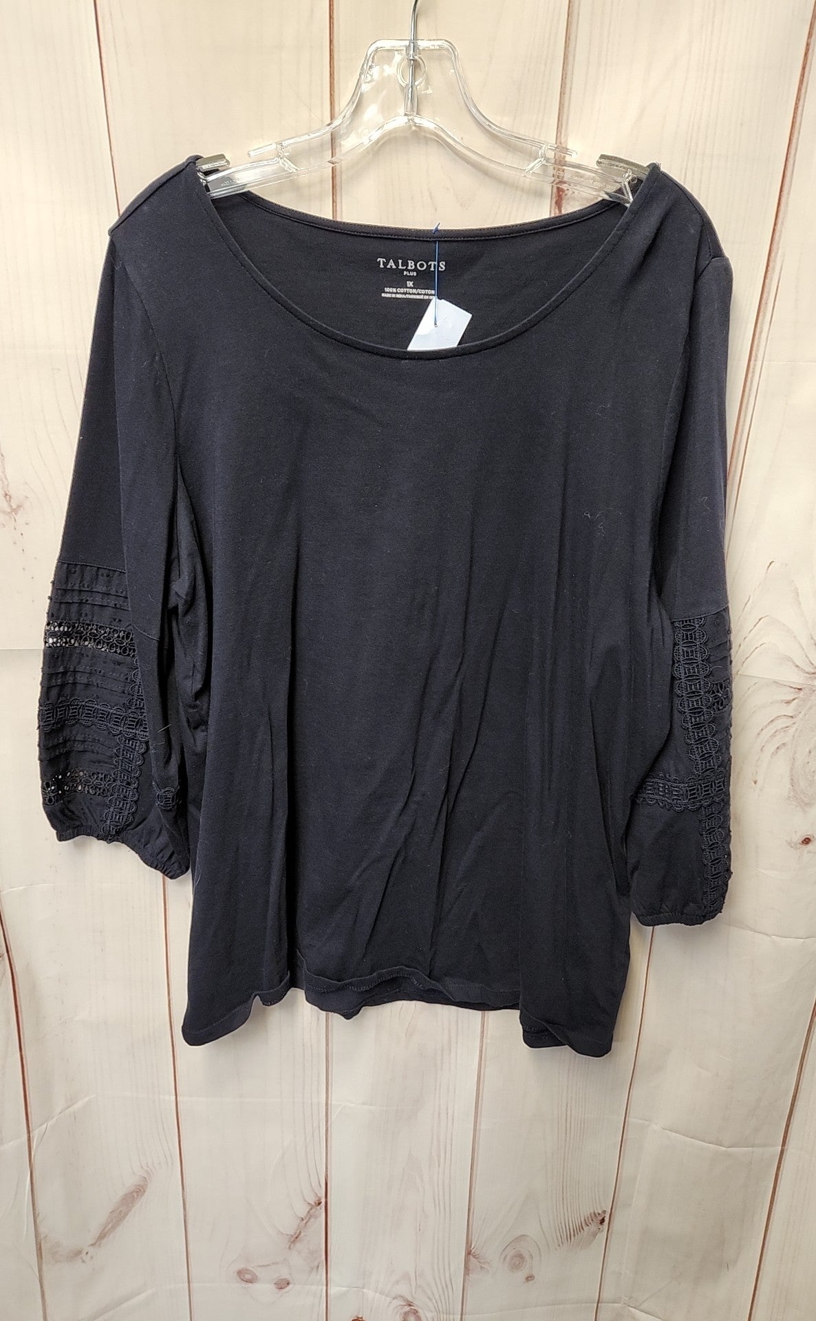 Talbots Women's Size 1X Black 3/4 Sleeve Top