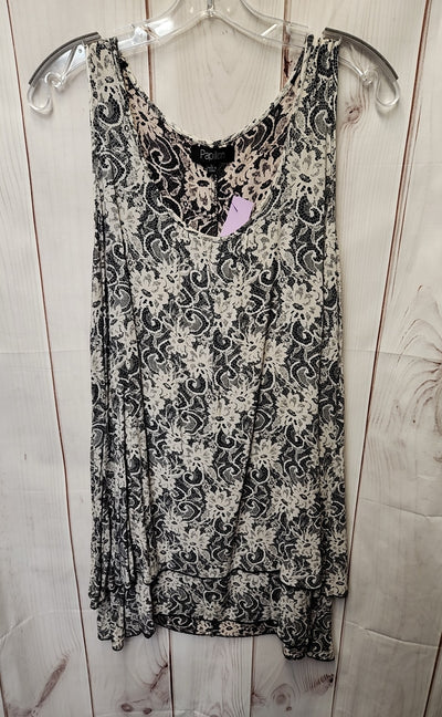 Papillon Women's Size L White & Black Floral Dress