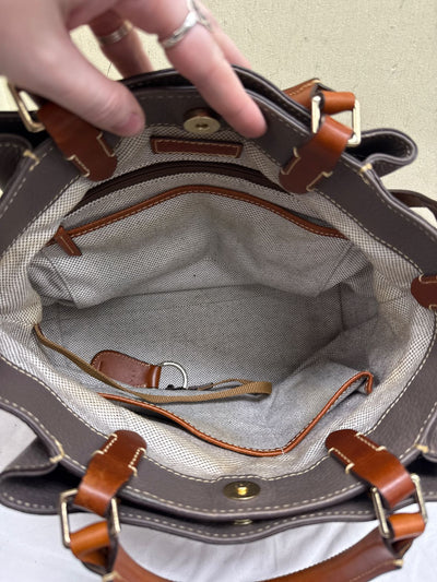 Dooney & Bourke Brenna Elephant Gray Leather Satchel Shoulder Purse Bag AS IS