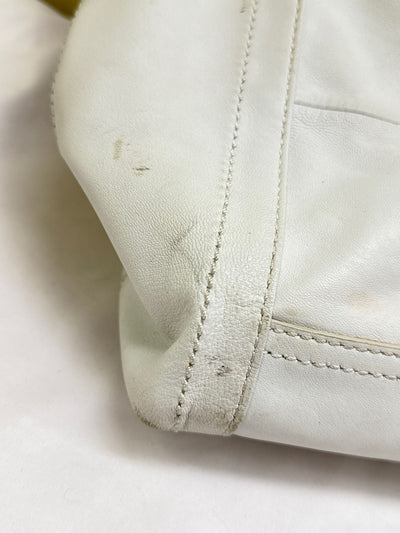 Frye White Leather Purse Bag AS IS - marks on front & back