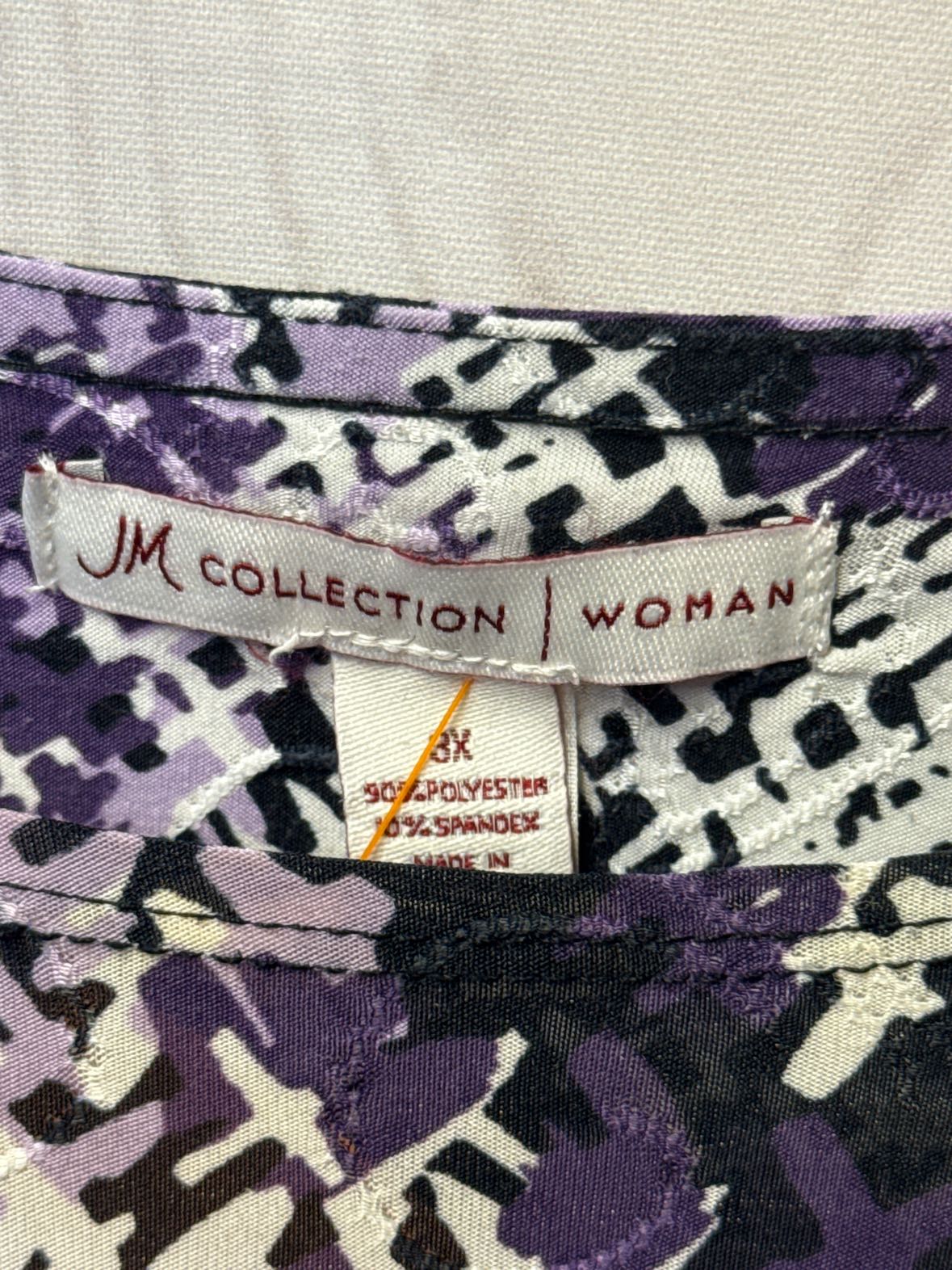 JM Collection Women's Size 3X Purple Floral 3/4 Sleeve Top