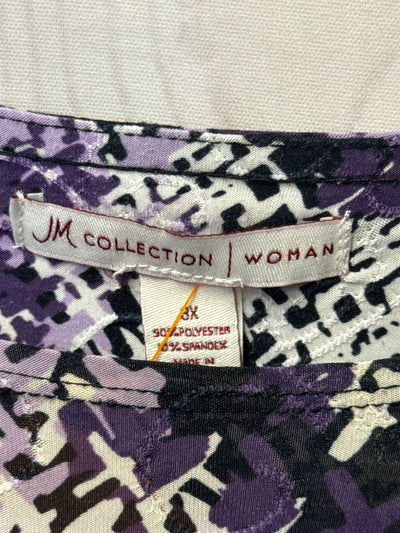 JM Collection Women's Size 3X Purple Floral 3/4 Sleeve Top