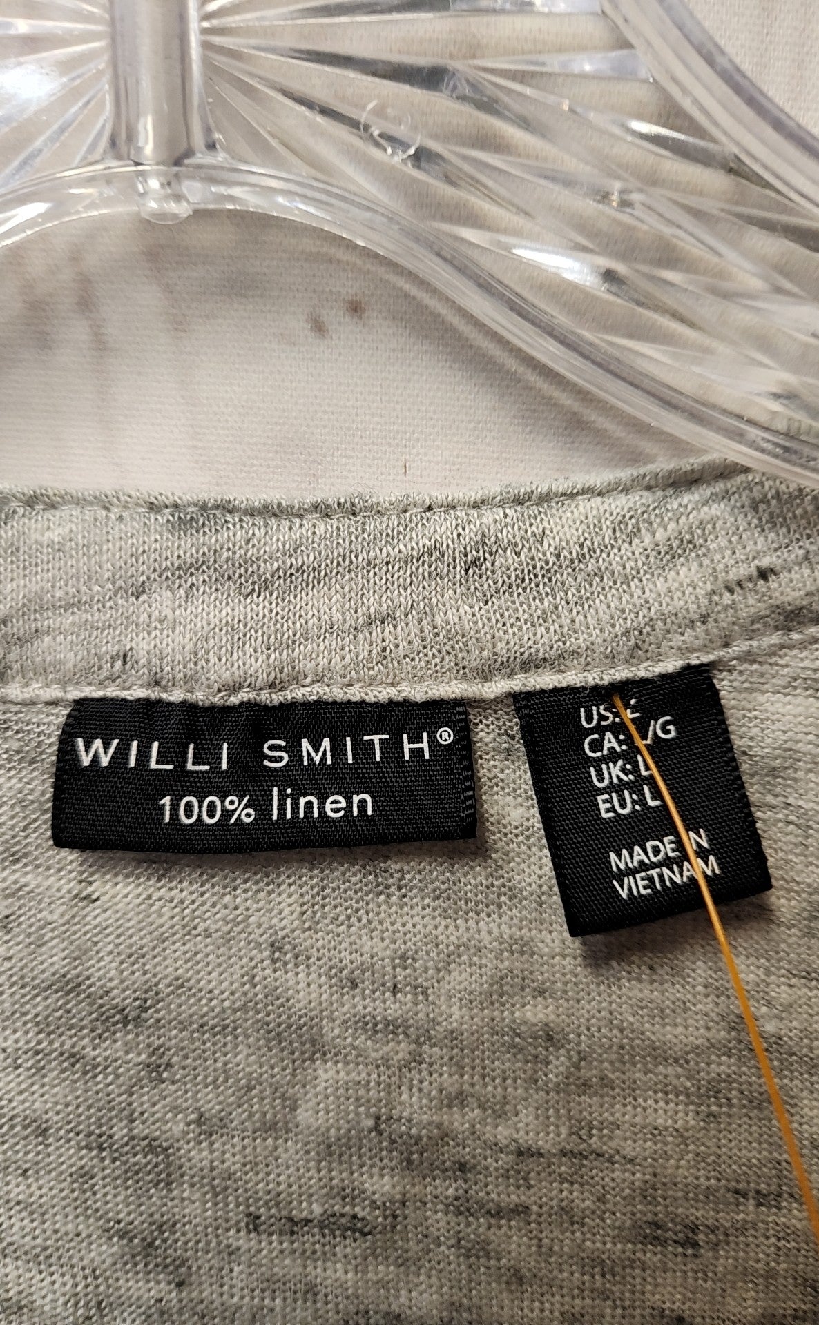 Willi Smith Women's Size L Gray Linen 3/4 Sleeve Top
