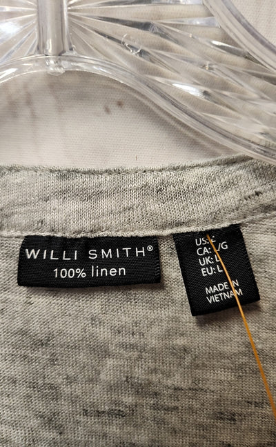 Willi Smith Women's Size L Gray Linen 3/4 Sleeve Top