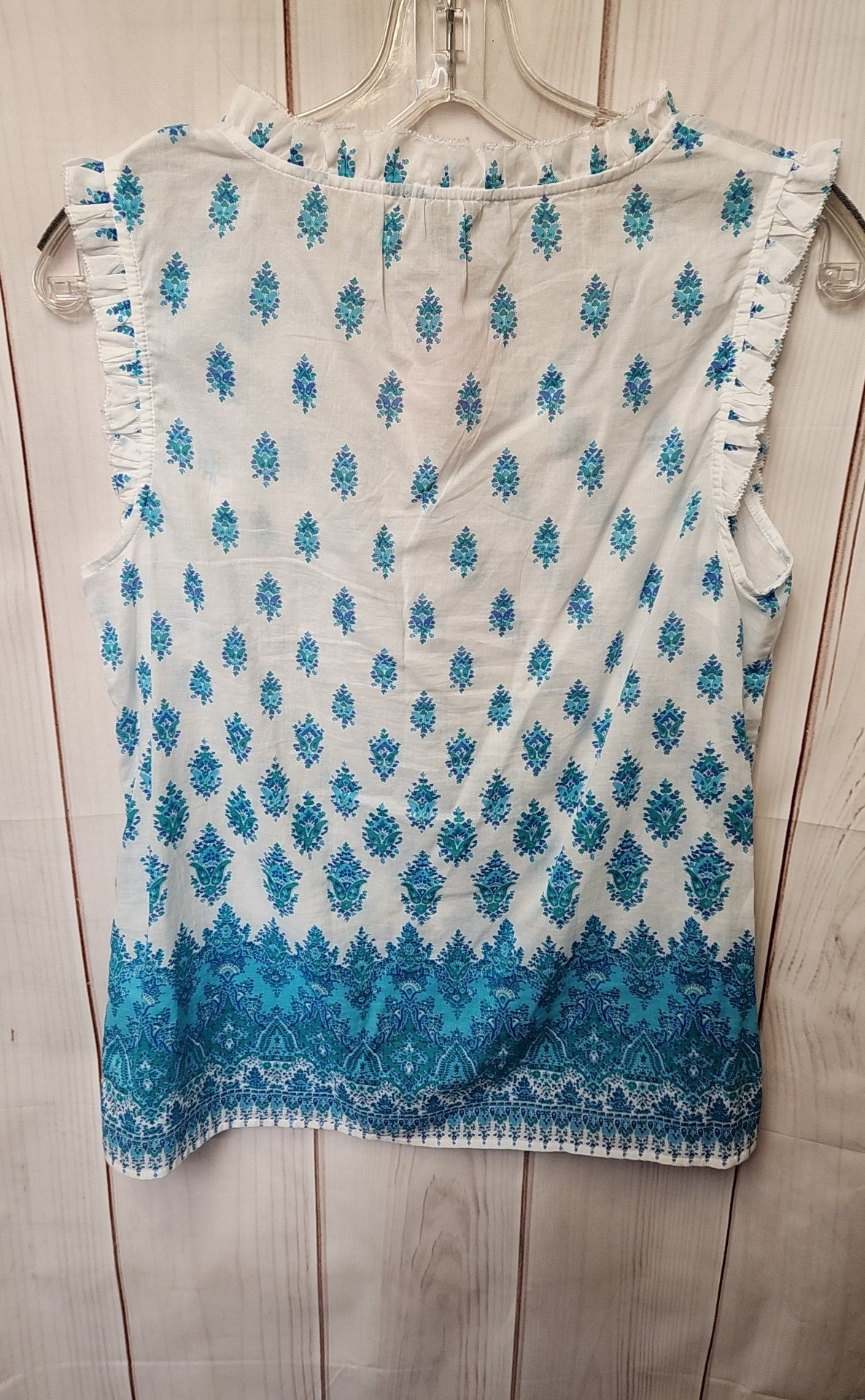 Talbots Women's Size XS White & Blue Sleeveless Top