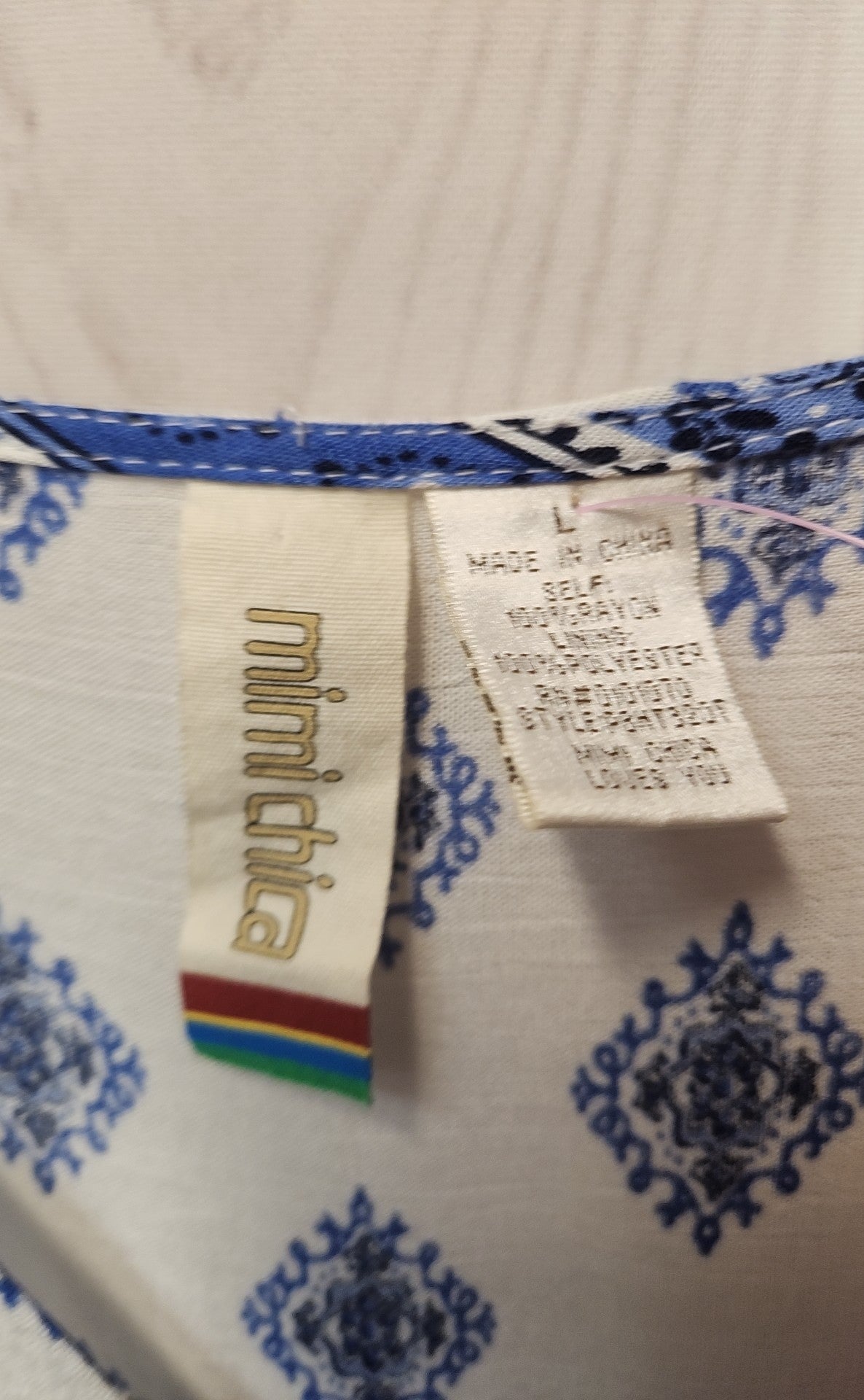 Mimi Chica Women's Size L White & Blue Romper