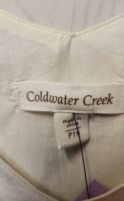 Coldwater Creek Women's Size 16 Petite White & Gray Floral Dress