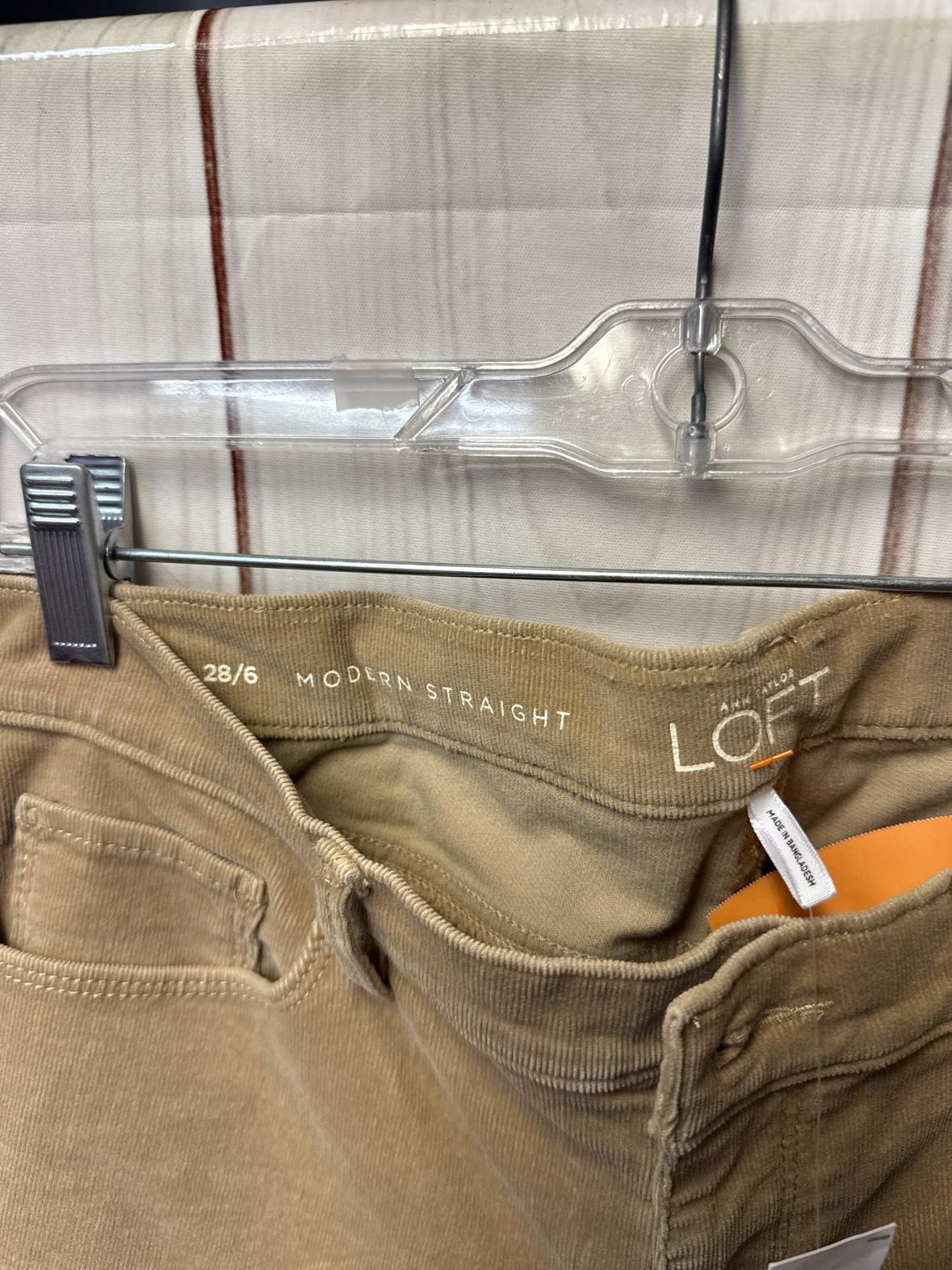 NWT Loft Women's Size 28 (5-6) Tan Corduroy Pants Modern Straight