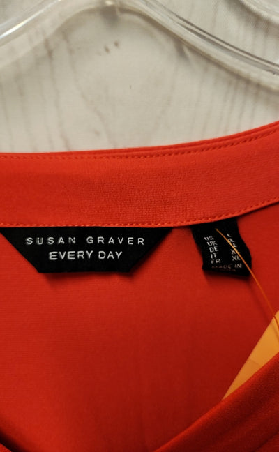 Susan Graver Women's Size L Red Short Sleeve Top