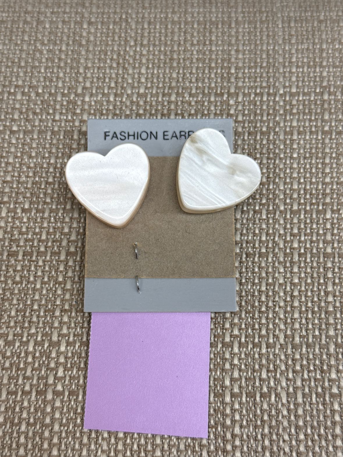 White Heart Stud Earrings