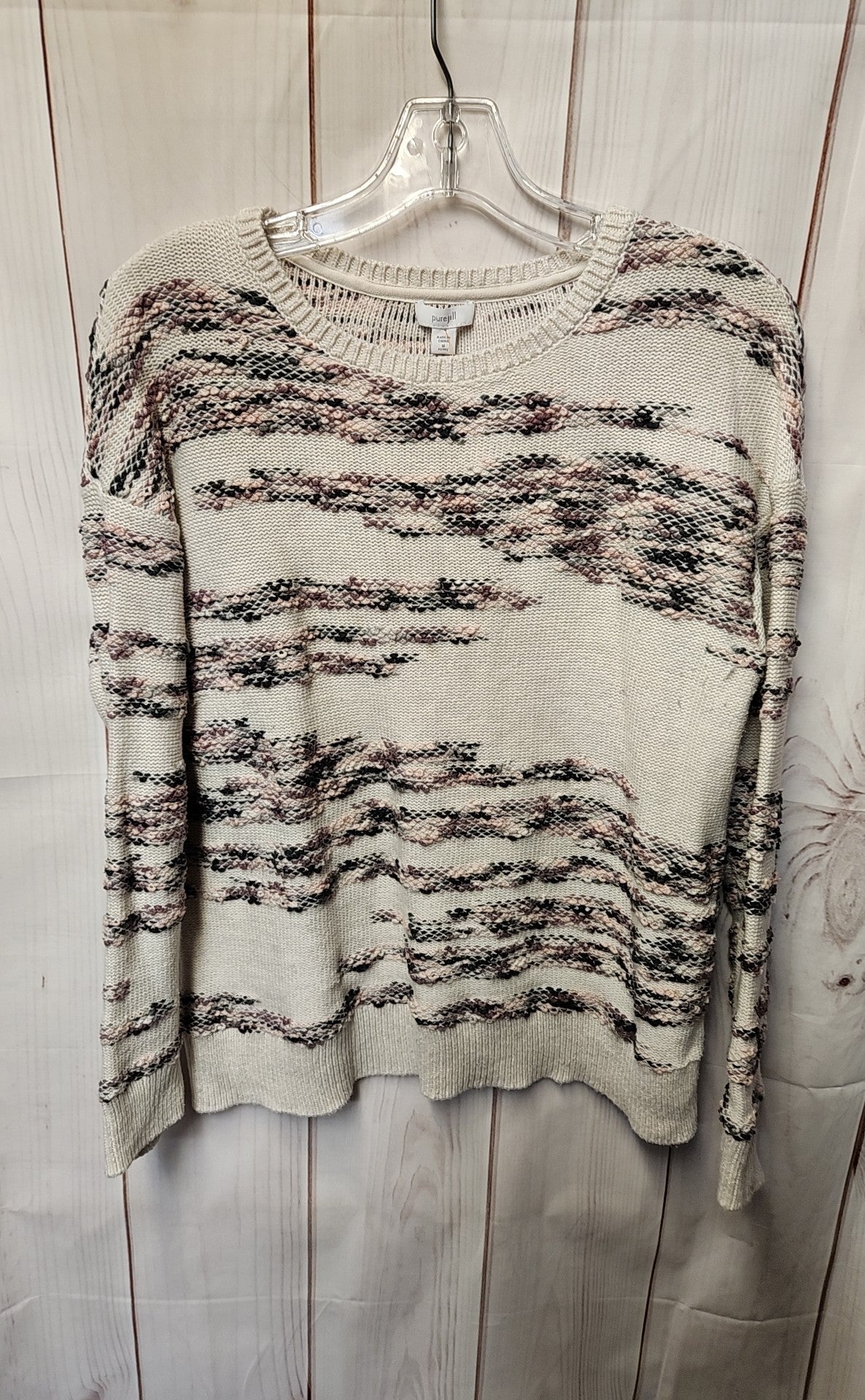 Pure Jill Women's Size M Petite White & Pink Sweater