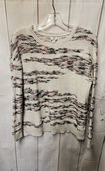 Pure Jill Women's Size M Petite White & Pink Sweater