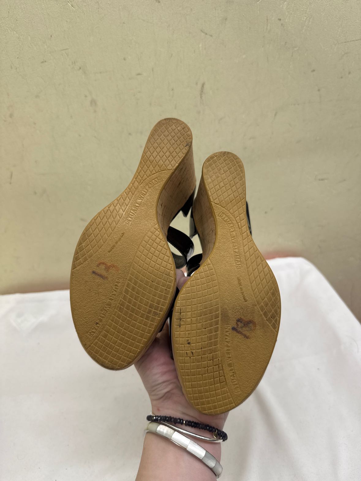 Stuart Weitzman Women's Size 6-1/2 Black Sandals Shoes