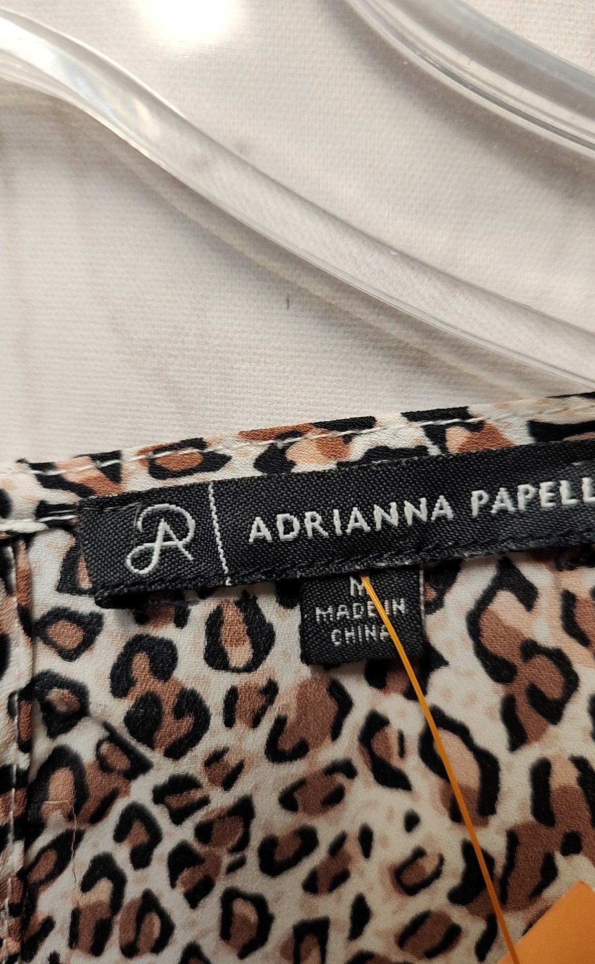Adrianna Papell Women's Size M Brown Animal Print Long Sleeve Top