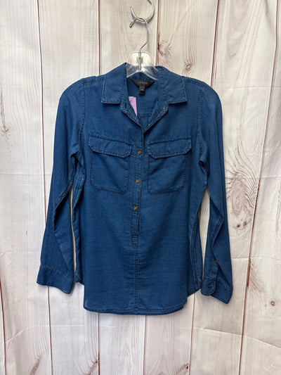 J Crew Women's Size 00 Blue Long Sleeve Top