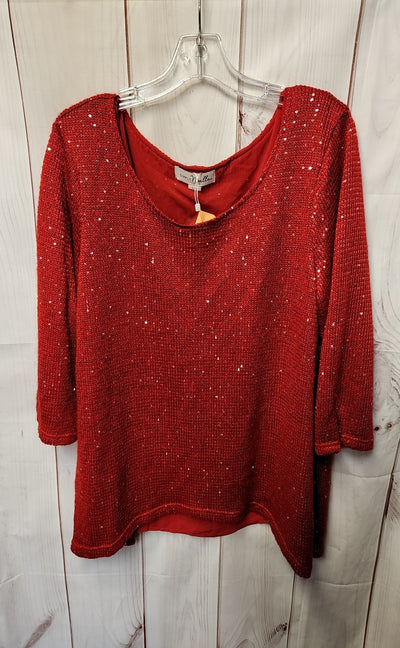 Simply Noelle Women's Size L/XL Red Sequined Sweater
