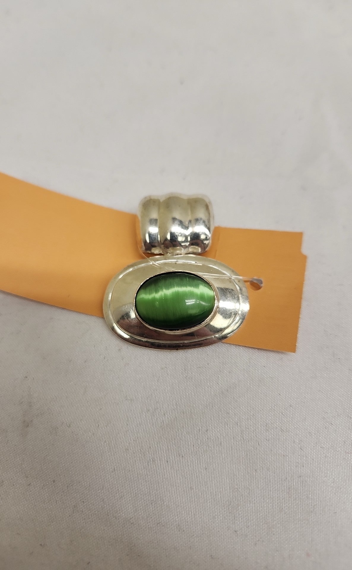 .925 Sterling Silver Green Stone Pendant
