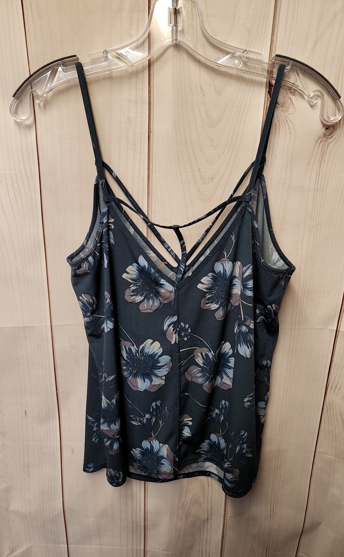 Free People Women's Size M Blue Floral Sleeveless Top