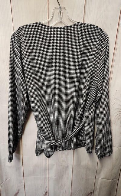 Nine West Women's Size L Black & White Long Sleeve Top