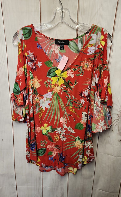 NWT Karen Kane Women's Size XL Red Floral Cold Shoulder Top