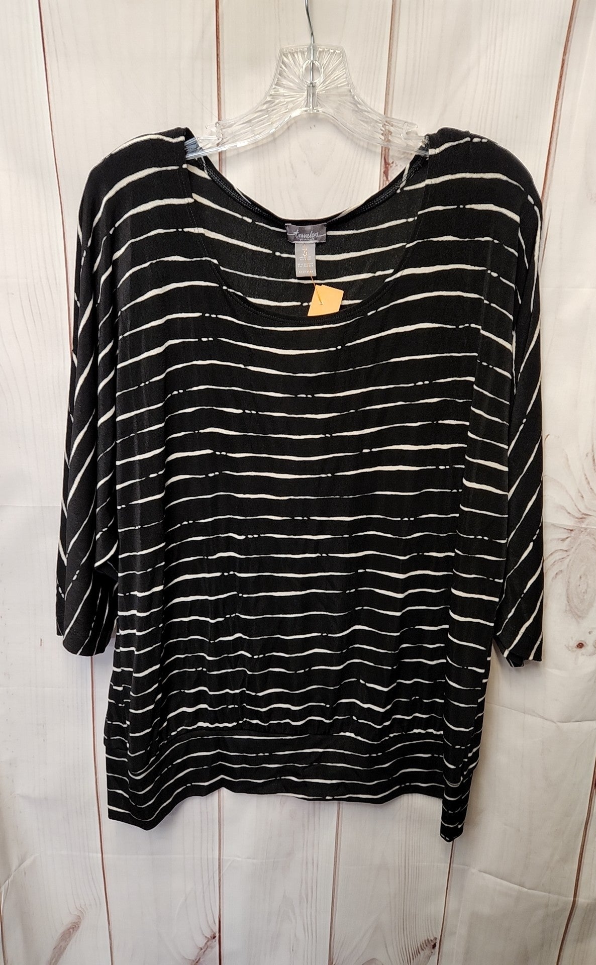Chico's Travelers Women's Size 3 = US XL Black 3/4 Sleeve Top