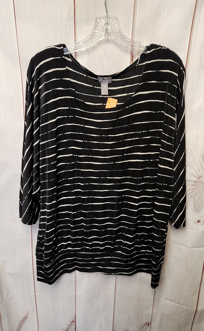 Chico's Travelers Women's Size 3 = US XL Black 3/4 Sleeve Top