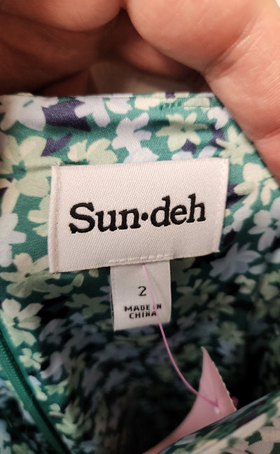 Sun-Deh Women's Size 2 Green Floral Dress