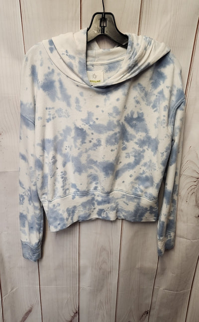 Offline by Aerie Women's Size XS White & Blue Sweatshirt