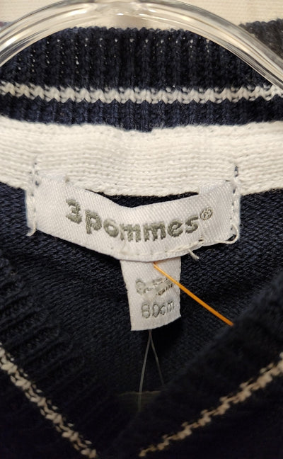 NWT 3pommes Boy's Size 9-12 Months Navy Button Sweater