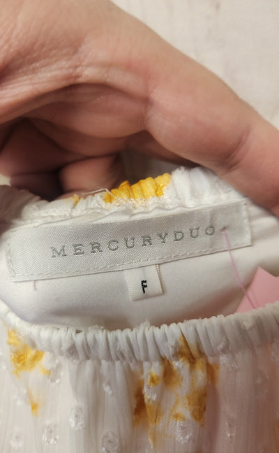 Mercuryduo Women's Size S White & Yellow Short Sleeve Top