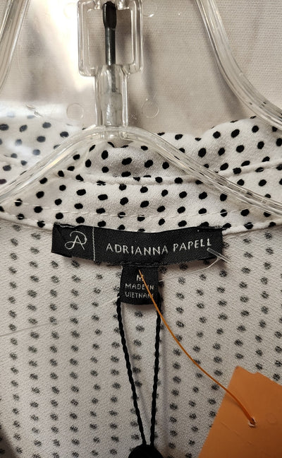 NWT Adrianna Papell Women's Size M White Short Sleeve Top