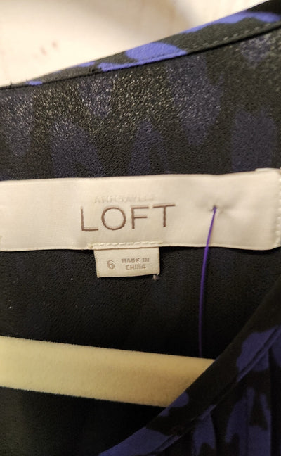 Loft Women's Size 6 Black & Blue Dress