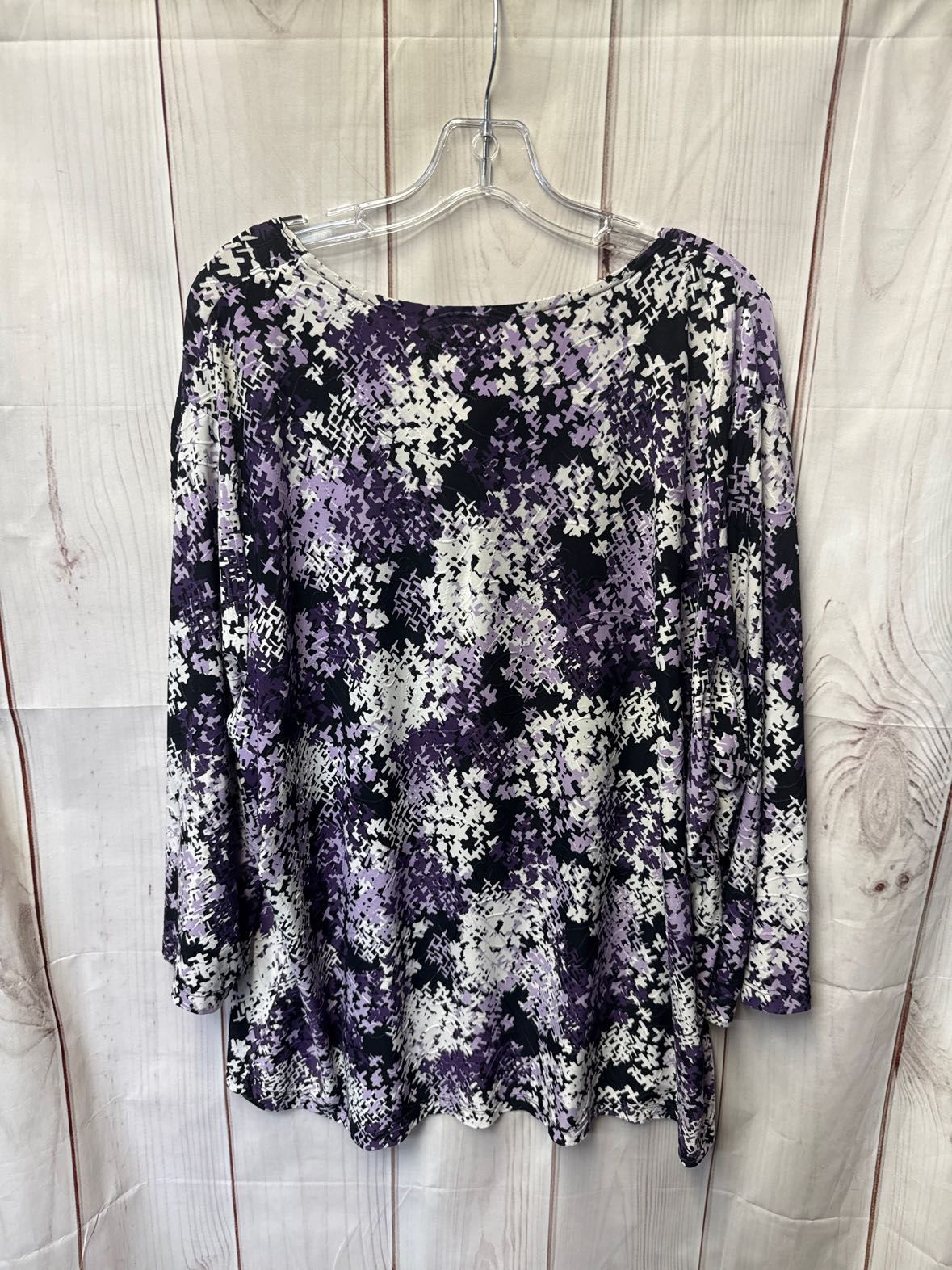 JM Collection Women's Size 3X Purple Floral 3/4 Sleeve Top