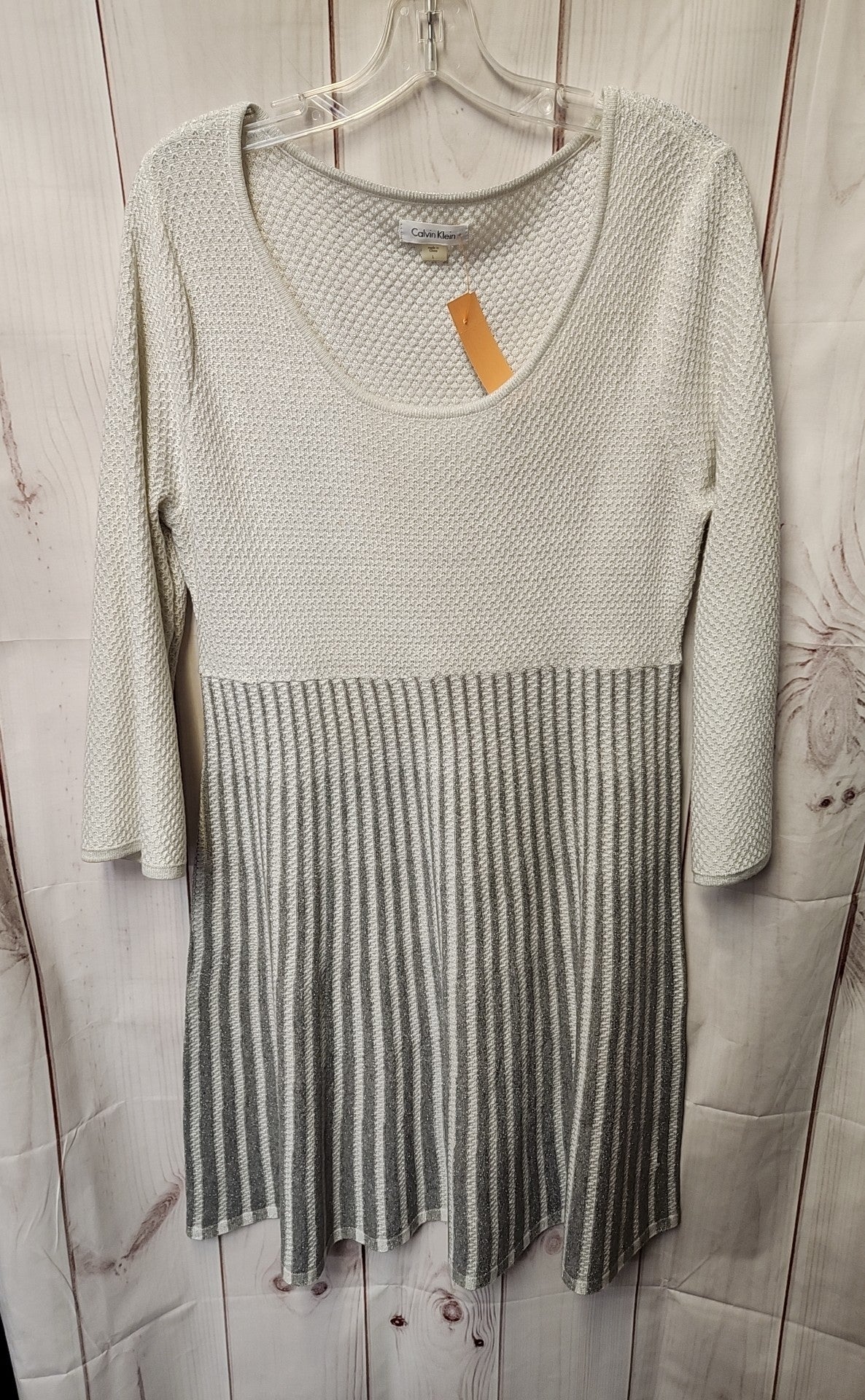 Calvin Klein Women's Size L Silver Knit Dress