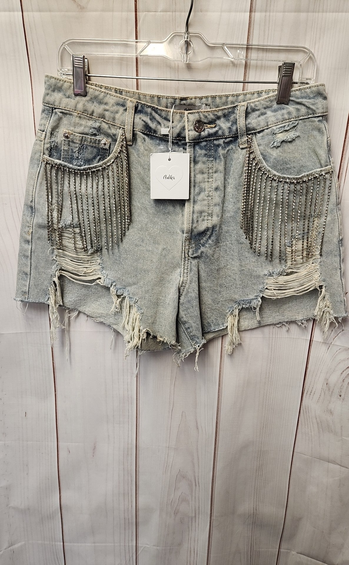 NWT Adika Women's Size L Blue Rhinestone Shorts