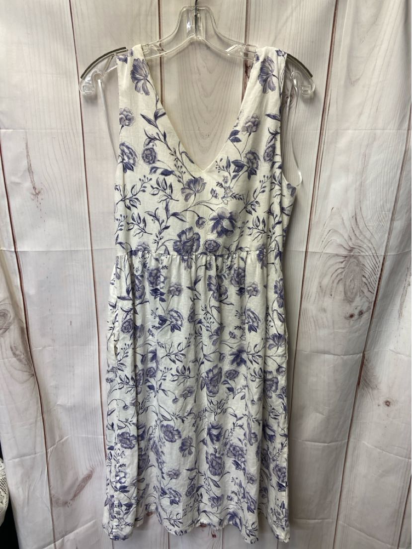 Cynthia Rowley Women's Size 8 White & Blue Linen Dress – Off The Rack