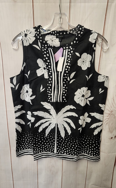 NWT Talbots Women's Size S Black Floral Sleeveless Top