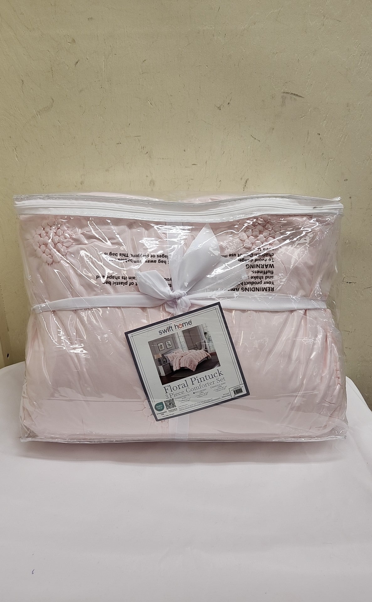 Swift Home Floral Pintuck 3 Pcs Comforter Set Full/Queen