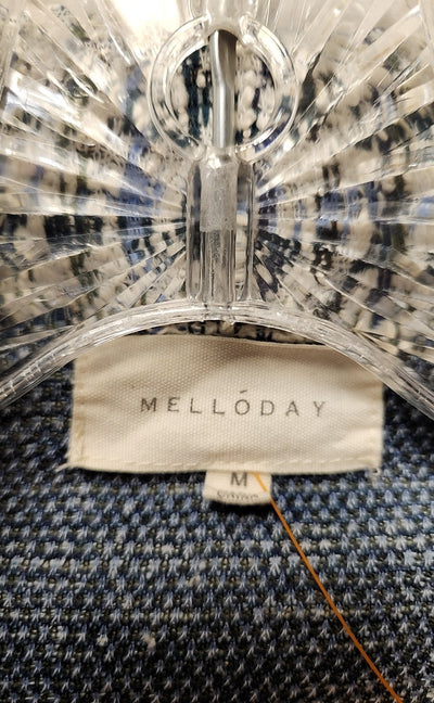 Mello Day Women's Size M White & Blue Cardigan