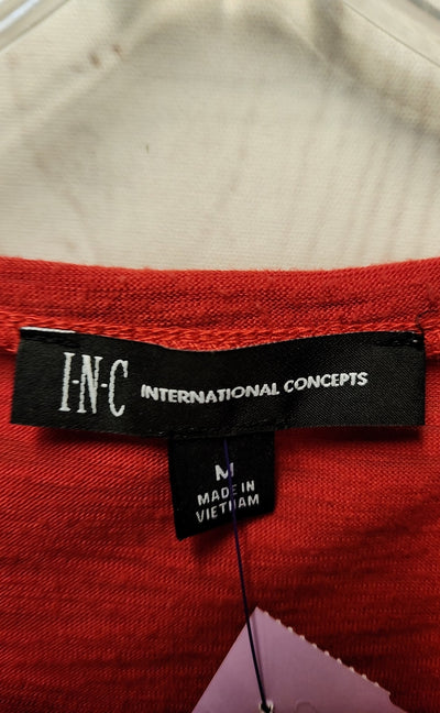 INC Women's Size M Red Short Sleeve Top