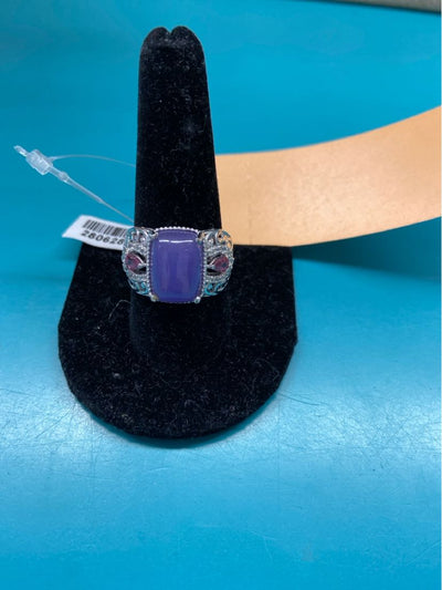 .925 Sterling Silver Size 9 Purple Stone Ring