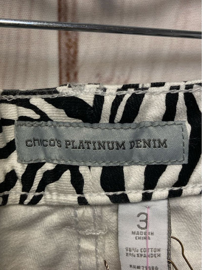 NWT Chico's Women's Size 3 = US 16 White & Black Jeans Crop