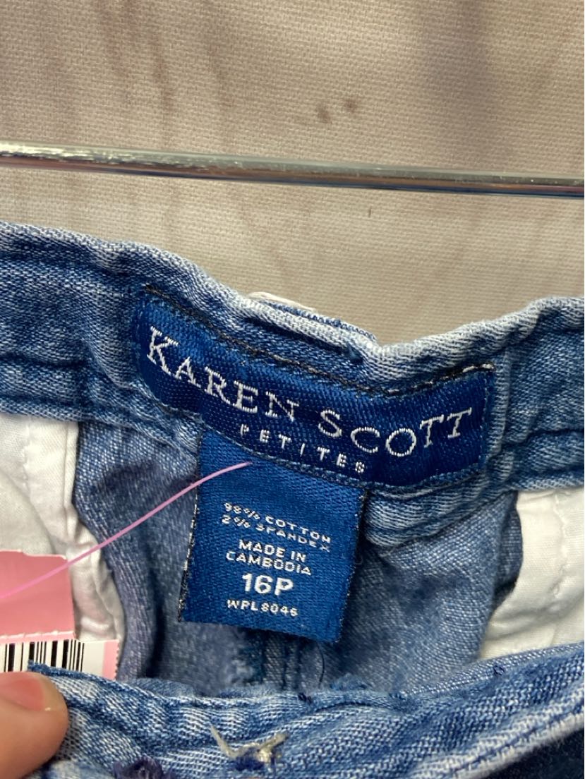 Karen Scott Women's Size 16 Petite Blue Capris
