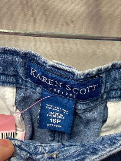 Karen Scott Women's Size 16 Petite Blue Capris