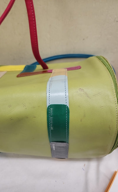 VTG Caroline Hearty Green Leather Purse Bag AS IS - marks