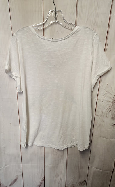 J Jill Women's Size M White Short Sleeve Top