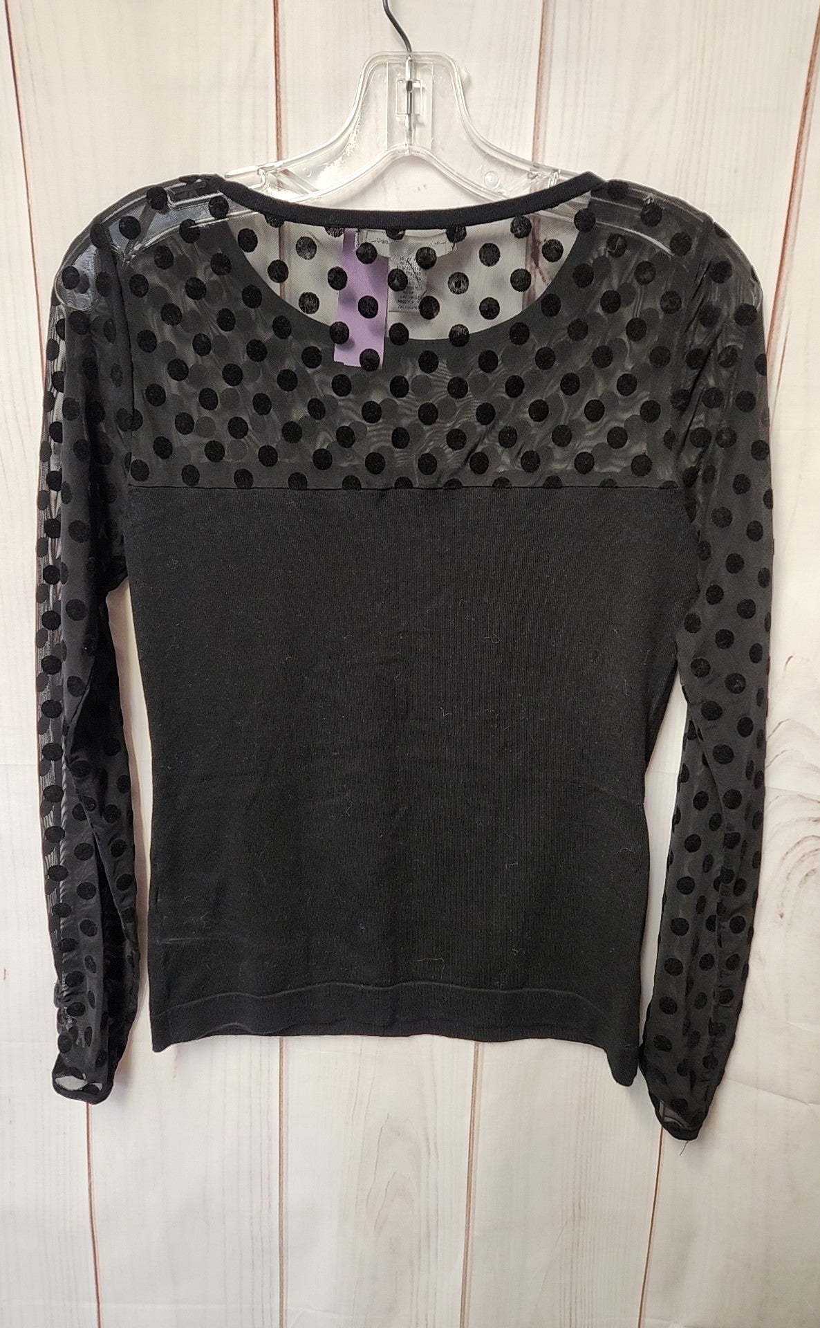 August Silk Women's Size S Petite Black Long Sleeve Top