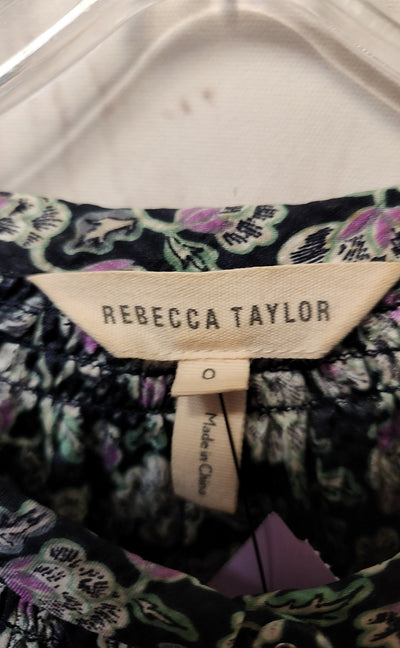 Rebecca Taylor Women's Size 0 Navy Floral Sleeveless Top